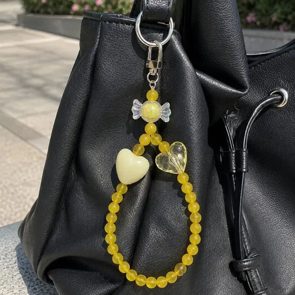 [BUNJANG] Handmade Candy Bead Keychain | Yellow Heart | Gift Wrapping Available / 핸드메이드 캔디 비즈 키링 | 옐로우 하트 | 선물포장 가능