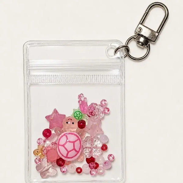 [BUNJANG] Handmade Pink Shaker Keychain with Lucky Turtle Charm / 핸드메이드 핑크 쉐이커 키링 | 행운 거북이 | 선물포장 가능