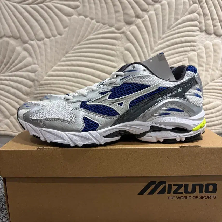 [BUNJANG] Mizuno Wave Rider 10 Running Shoes 270 White & Navy / 미즈노 웨이브 라이더 10 런닝화 운동화 270 화이트&네이비