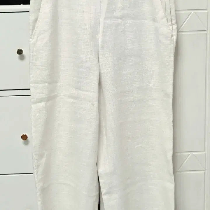 [BUNJANG] DESSSE White Linen Wide Banding Pants / 66)DESSSE 화이트 린넨 와이드 밴딩 팬츠