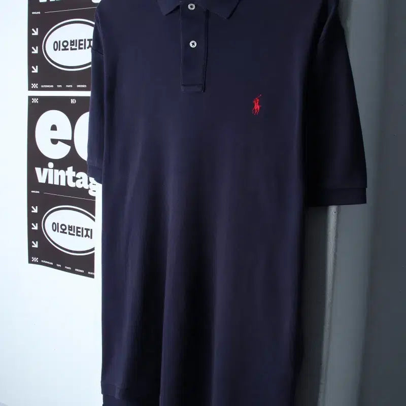 [BUNJANG] Polo Ralph Lauren Navy Plain Short Sleeve Polo T-Shirt (M-XL) / (M-XL) 폴로 랄프로렌 반팔 카라 티셔츠 네이비 무지-H35684
