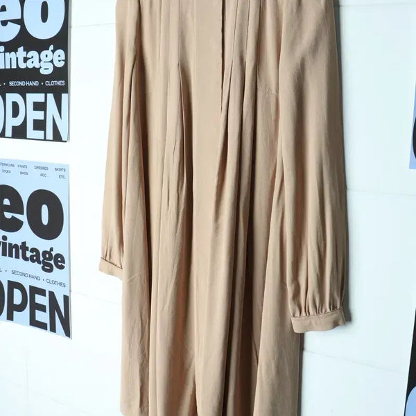 [BUNJANG] W(S-M) Keith Dress Beige Plain Long Nomcore Dress / W(S-M) 키이스 드레스 원피스 베이지 무지 롱 놈코어-H35769