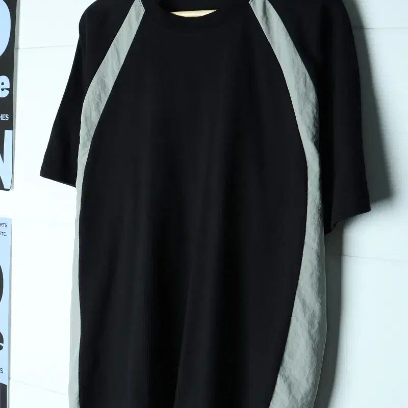 [BUNJANG] Fundamentalist Raglan Color Block Black T-Shirt / (F) 펀다멘탈리스트 반팔 티셔츠 나그랑 배색 블랙 스트릿-H35771