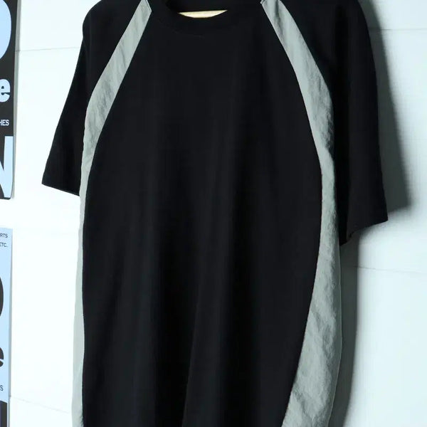 [BUNJANG] Fundamentalist Raglan Color Block Black T-Shirt / (F) 펀다멘탈리스트 반팔 티셔츠 나그랑 배색 블랙 스트릿-H35771