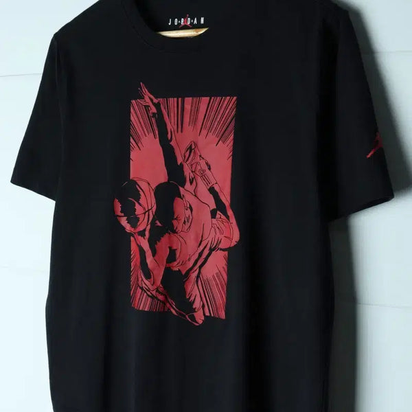 [BUNJANG] Jordan Graphic Print T-Shirt / W(M) 조던 반팔 티셔츠 프린팅 검빨 올드스쿨-H35774