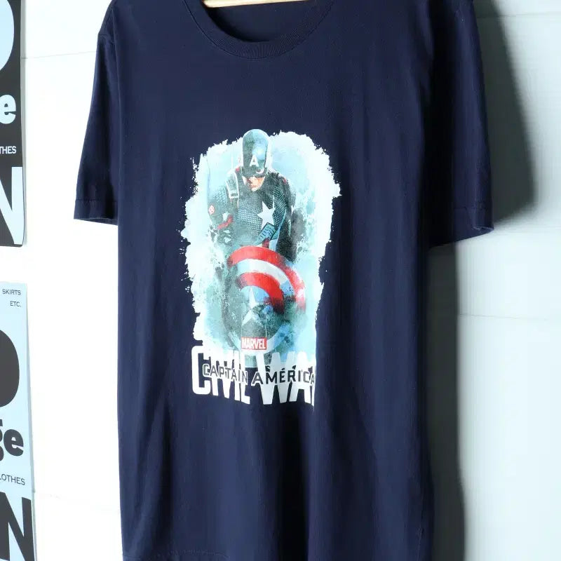 [BUNJANG] Marvel Civil War Captain America T-Shirt XL / (XL) 마블 반팔 티셔츠 시빌워 캡틴아메리카-H35781