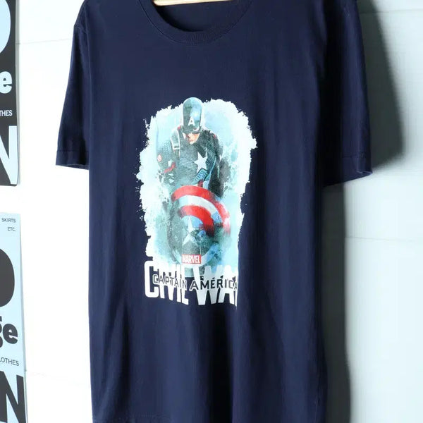 [BUNJANG] Marvel Civil War Captain America T-Shirt XL / (XL) 마블 반팔 티셔츠 시빌워 캡틴아메리카-H35781