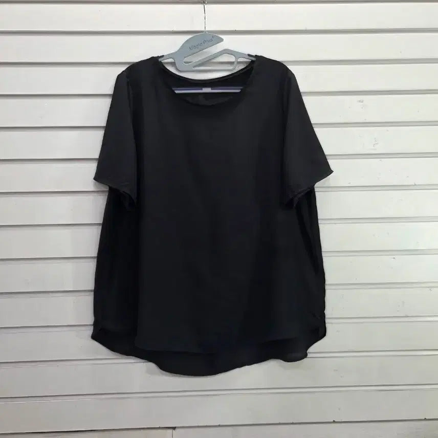 [BUNJANG] Black Simple Round Neck Blouse Size 77 / 블랙 심플 라운드넥 블라우스 77/보물찾기천사