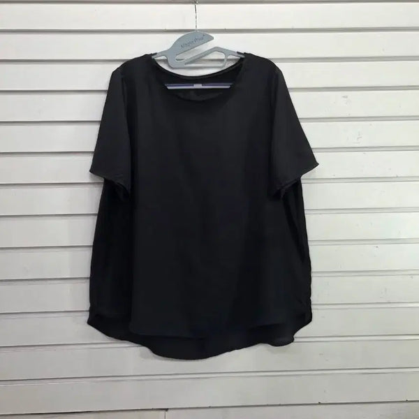 [BUNJANG] Black Simple Round Neck Blouse Size 77 / 블랙 심플 라운드넥 블라우스 77/보물찾기천사