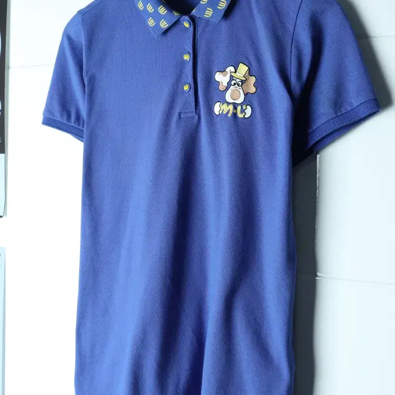 [BUNJANG] MU SPORTS Big Logo Short Sleeve Collar T-Shirt / W(L) 엠유스포츠 반팔 카라 티셔츠 골프 기능성 빅로고 블루-H35785