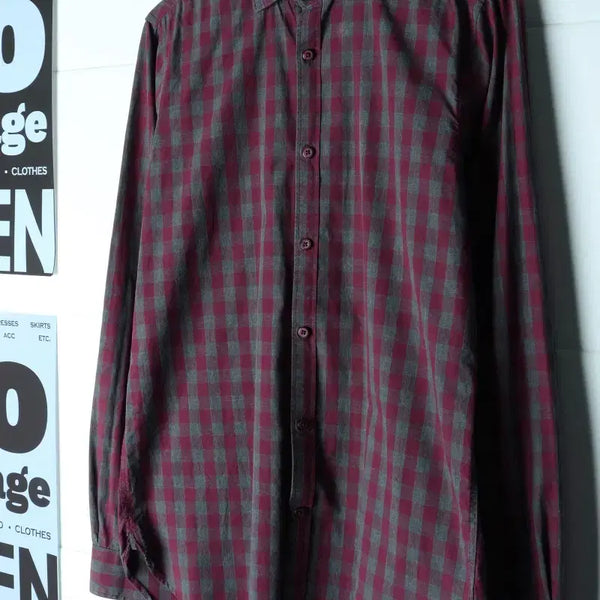 [BUNJANG] Zara Men's Checkered Purple Casual Shirt / (M-L) 자라 셔츠 남방 체크 퍼플 아메카지-H35788