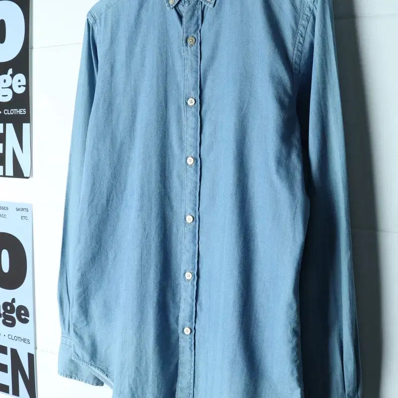 [BUNJANG] Massimo Dutti Men's Solid Light Blue Shirt L-XL / (L-XL) 마시모두띠 셔츠 남방 연블루 무지 이태리 아메카지-H35789