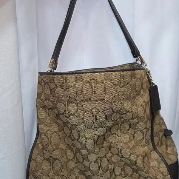 [BUNJANG] Coach Signature Shoulder Tote Bag Brown / 코치 시그니처 숄더백  겸 토트백 브라운