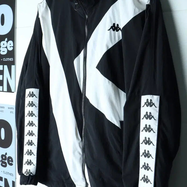 [BUNJANG] Kappa Woven Windbreaker Zip-Up Jumper Jacket Orca Streetwear / (S-M) 카파 집업 바람막이 점퍼자켓 우븐 범고래 스트릿-H35695