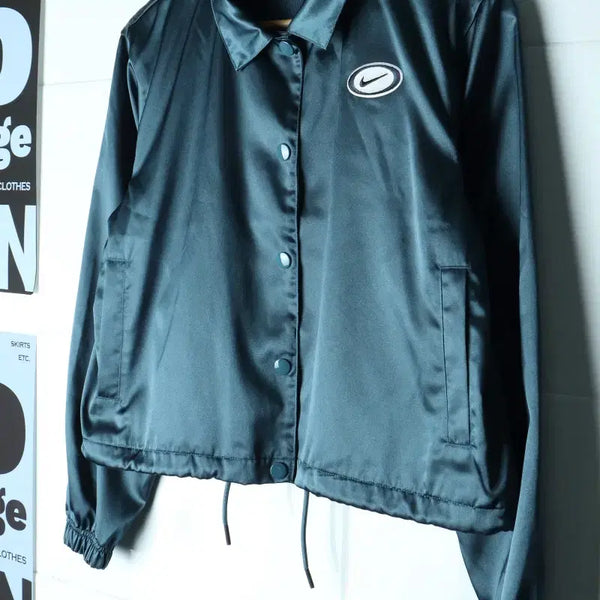 [BUNJANG] Nike Satin Cropped Zip-Up Windbreaker Jumper Jacket / W(S-M) 나이키 집업 바람막이 점퍼자켓 코치 새틴 크롭-H35699