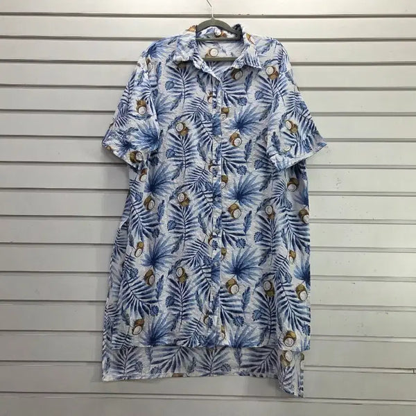 [BUNJANG] Leaf Pattern Cotton Long Shirt for Women / 나뭇잎무늬  면 여성  롱남방 88/보물찾기천사