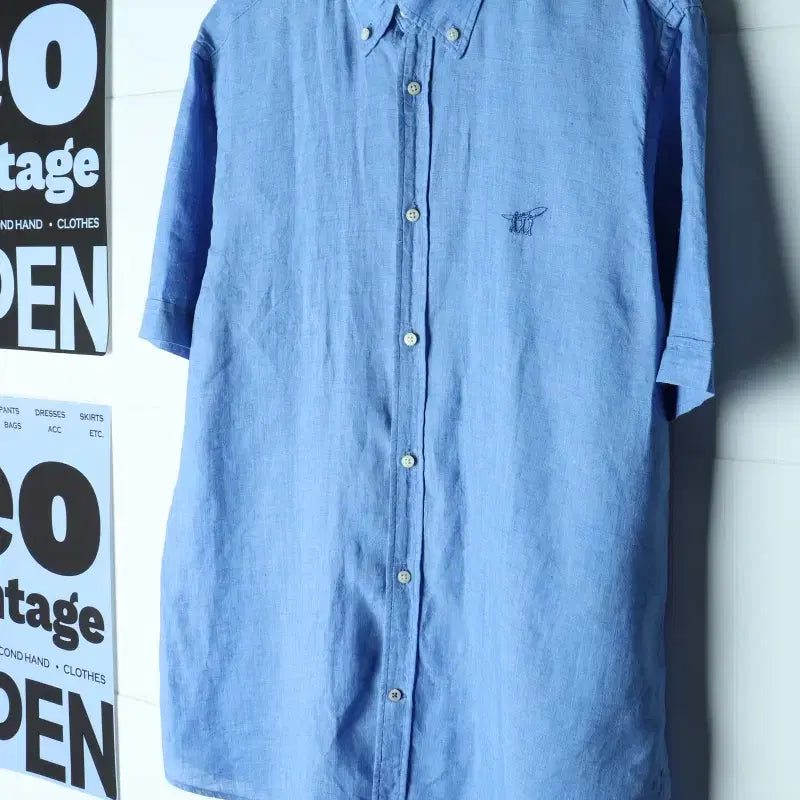[BUNJANG] Henry Cotton's Big Size Short-Sleeve Collar T-Shirt (2XL) / (2XL) 헨리코튼 반팔 카라 티셔츠 빅사이즈 셔츠 남방-H35716