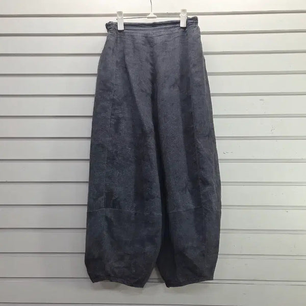 [BUNJANG] Charcoal Linen Blend Camouflage Pattern Women's Banding Pants / 챠콜 마원단 얼룩무늬 부인복 밴딩 바지66/보물찾기천사