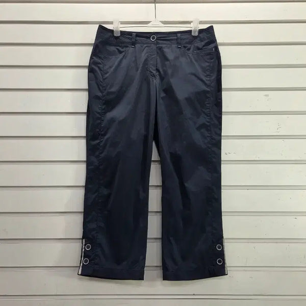 [BUNJANG] Greenjoy Navy Seven-Quarter Button Detail Women's Pants / 그린조이 진네이비  칠부 단추장식 여성바지/보물찾기천사