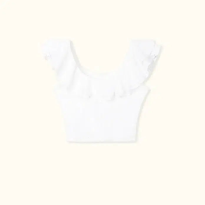 [BUNJANG] Akashi Hana Angel Frill Blouse White / 아카시화 엔젤 프릴 블라우스 화이트
