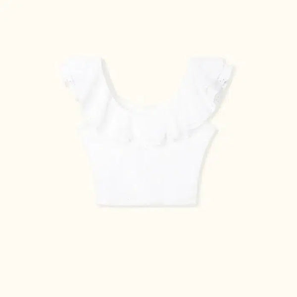 [BUNJANG] Akashi Hana Angel Frill Blouse White / 아카시화 엔젤 프릴 블라우스 화이트