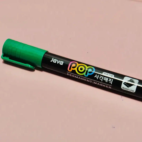 [BUNJANG] Zebra POP Square Oil-Based Marker Set (6mm, Green, 32 pcs) / 자바펜 POP 사각 유성 매직 6mm 초록색상 32개 세트