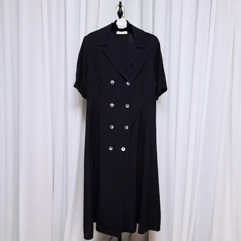 [BUNJANG] The Anna Linen Dress with Double Button Collar / The Anna 국내제작 더블 버튼 카라 린넨 원피스