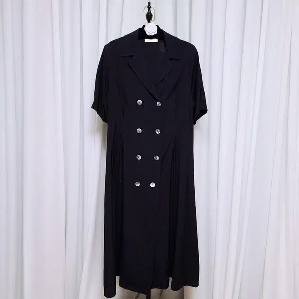 [BUNJANG] The Anna Linen Dress with Double Button Collar / The Anna 국내제작 더블 버튼 카라 린넨 원피스