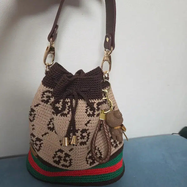 [BUNJANG] Handmade Crochet Bucket Bag / 구찌 스타일  버킷백  뜨개가방