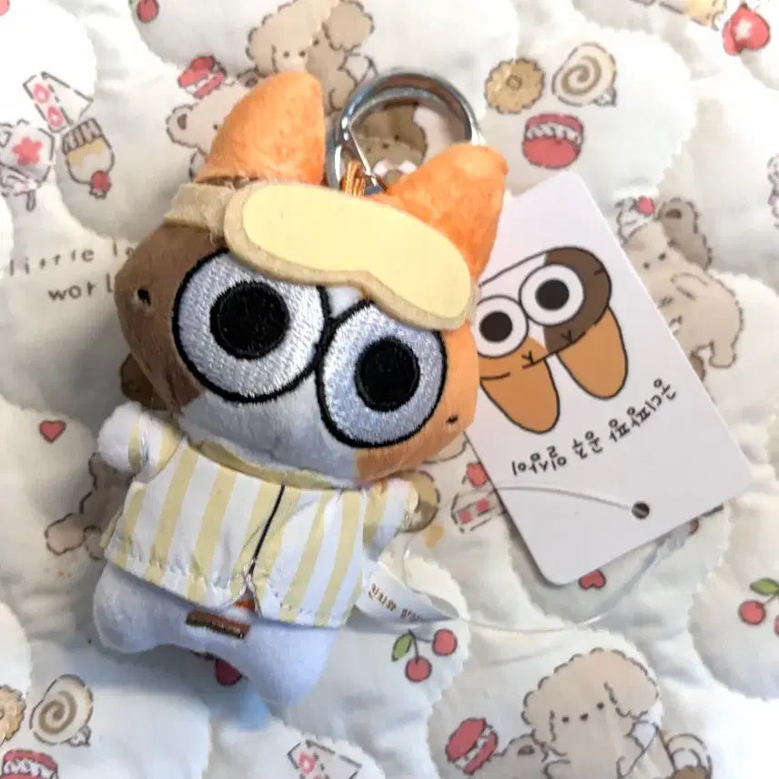 [BUNJANG] Kinch & 132 Cat Pajama Doll Keychain / 킨치와 일삼이 고양이 노랑잠옷 인형 키링