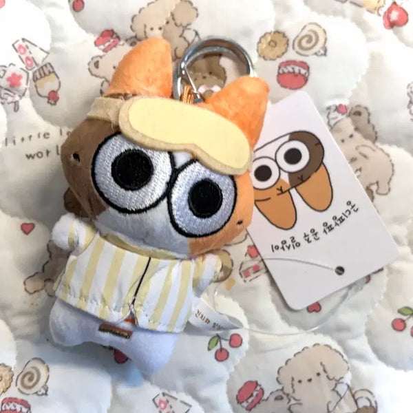 [BUNJANG] Kinch & 132 Cat Pajama Doll Keychain / 킨치와 일삼이 고양이 노랑잠옷 인형 키링