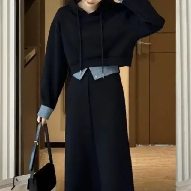 [BUNJANG] Women's Cropped Hooded T-shirt Set / (새상품) 여자 크롭 후드 티셔츠 세트