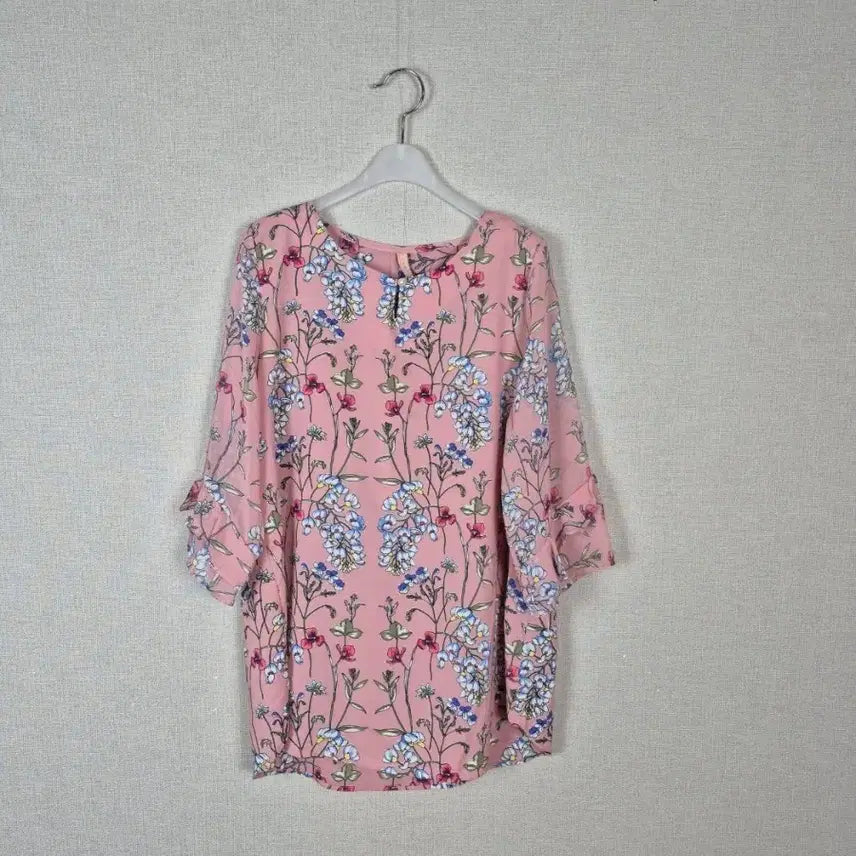 [BUNJANG] Pink Floral Pattern Blouse / (#55,66추천)핑크 플라워 패턴 블라우스
