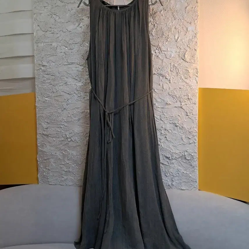 [BUNJANG] ANAD Belted Linen Blend Imported Long Dress / (44~66) ANAD 벨티드 린넨혼방 수입롱원피스
