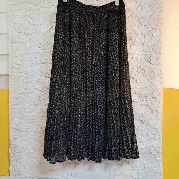 [BUNJANG] Michael Kors Leopard Print Pleated Chiffon Maxi Skirt / 마이클코어스  M.K. 호피패턴 플리츠스커트