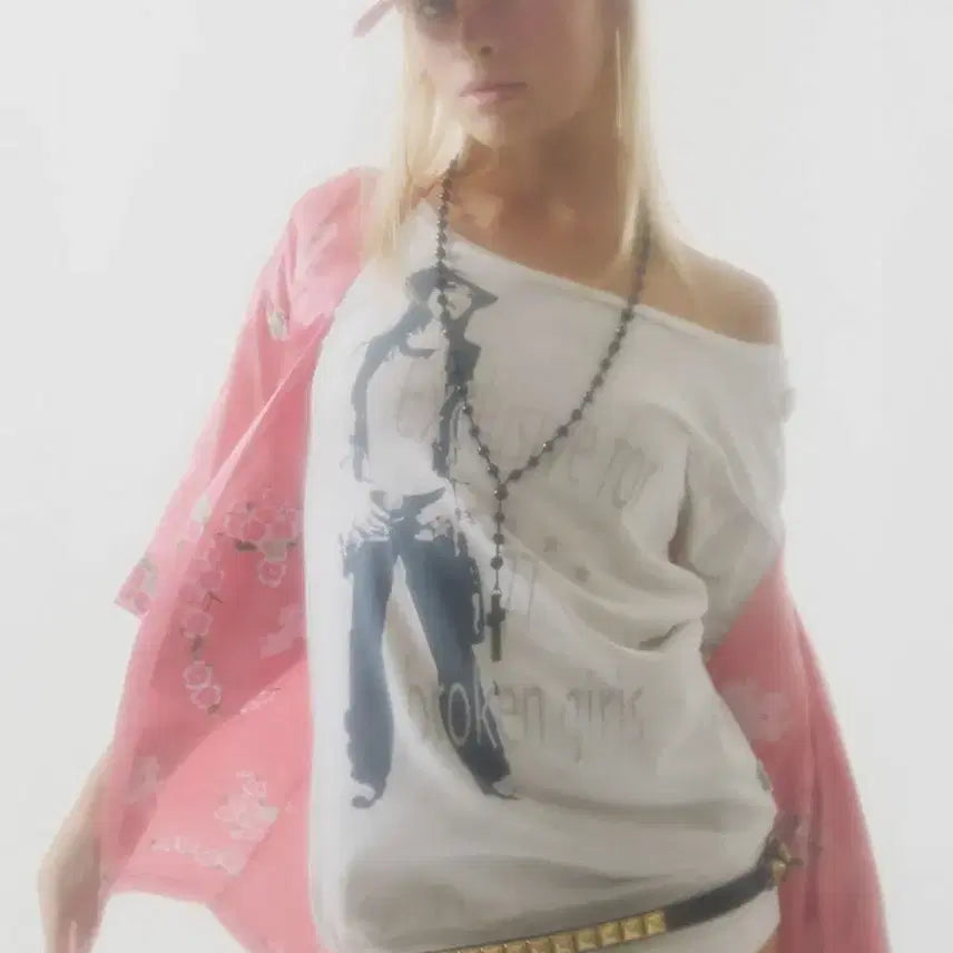 [BUNJANG] SCULPTOR Broken Girls Roll-Up T-Shirt (Dirty White) / SCULPTOR 스컬프터 브로큰 걸스 롤업 티셔츠 (더티 화이트)