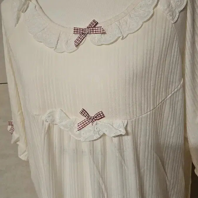 [BUNJANG] Lace Ribbon Pajama Dress - Size 77 / (새상품) 잠옷 원피스 레이스 리본 77. 사이즈