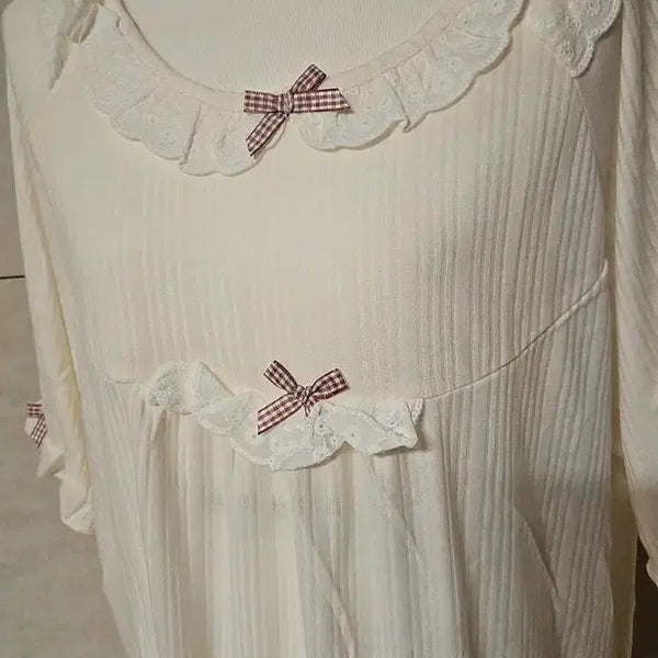 [BUNJANG] Lace Ribbon Pajama Dress - Size 77 / (새상품) 잠옷 원피스 레이스 리본 77. 사이즈