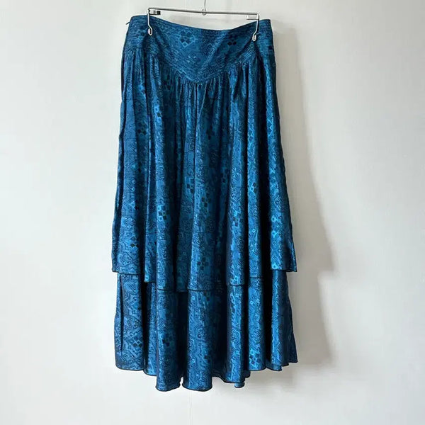 [BUNJANG] Vintage Blue Antique Long Skirt / 빈티지 블루 앤틱 스커트