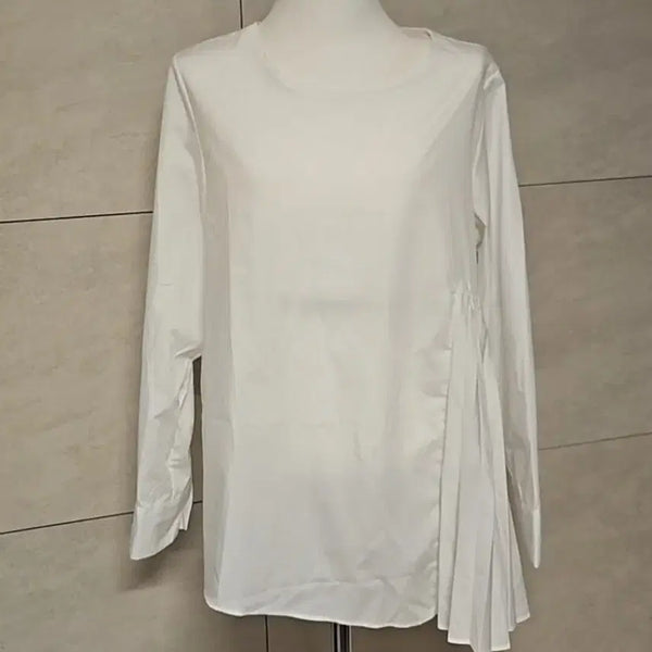 [BUNJANG] Pleated T-shirt White / 사선주름 바스락 티셔츠