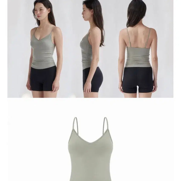 [BUNJANG] Tamino Cammy Khaki Sleeveless Bra Top Modal Sports Bra Seamless Wireless / 타밈 캐미 카키색 나시 브라탑 모달 스포츠 브라 무봉제 심리스 노와이어 일체형