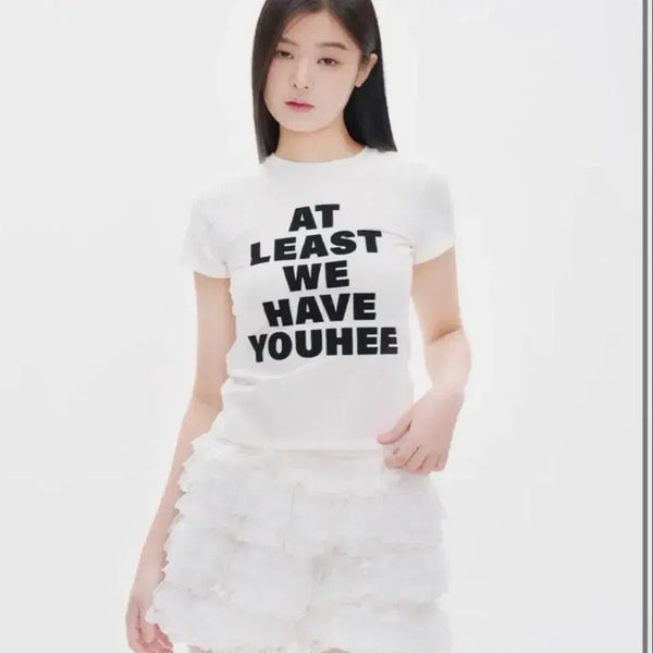 [BUNJANG] YUI Lettering Short Sleeve T-Shirt / 유희 레터링 반팔 티셔츠