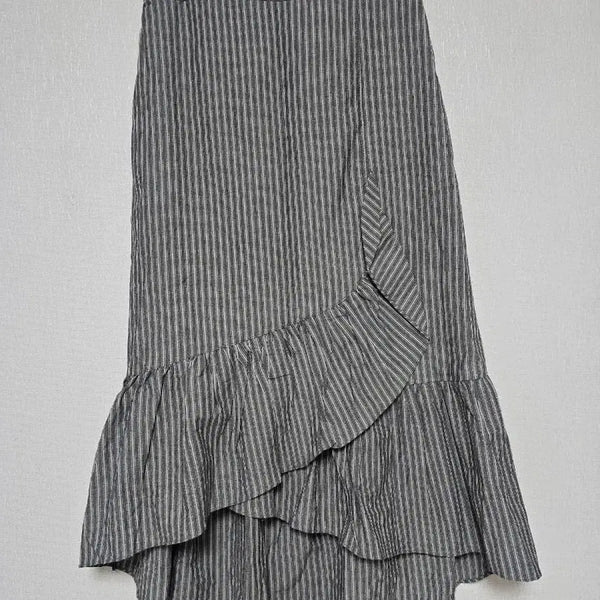 [BUNJANG] Striped Pleated Long Skirt / 스트라이프 주름 롱 스커트