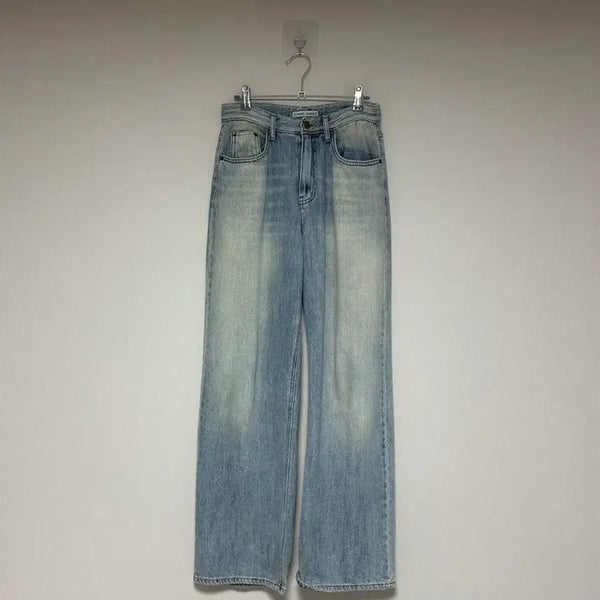 [BUNJANG] Washed Wide Denim Pants / 중청 워싱 와이드 데님 팬츠