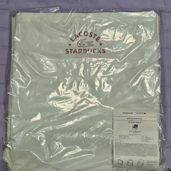 [BUNJANG] Starbucks x Lacoste Ivory Folding Camping Chair (Unsealed) / 스타벅스 라코스테 프리퀀시 아이보리 캠핑 의자 폴딩 체어  미개봉 새상품