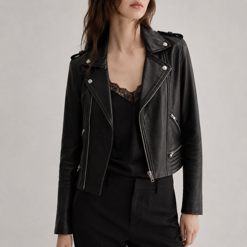 [BUNJANG] Maje Basalt Lambskin Rider Jacket - Size 36 / [정품] 마쥬(Maje) 바솔트 램스킨 라이더 자켓 36