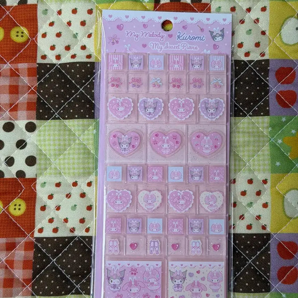 [BUNJANG] Sanrio My Melody, Kuromi, Piano Tile Stickers / 산리오 마이멜로디&쿠로미&피아노타일 스티커 [일본정품 새상품]