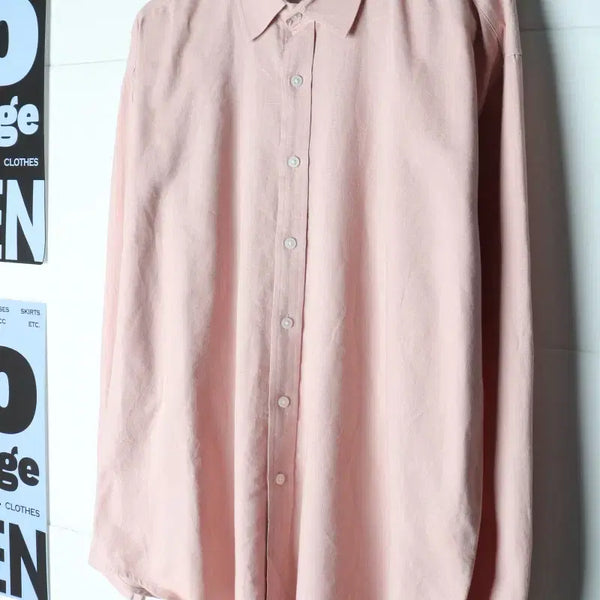 [BUNJANG] ANOBELIER Linen Plain Shirt Pink L-XL / (L-XL) 아노블리어 셔츠 남방 핑크 무지 린넨 마 아메카지-H35751