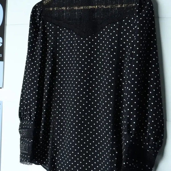 [BUNJANG] W Dot See-through Blouse / W(S-M) 셔츠 남방 블라우스 도트 블랙 시스루-H35752