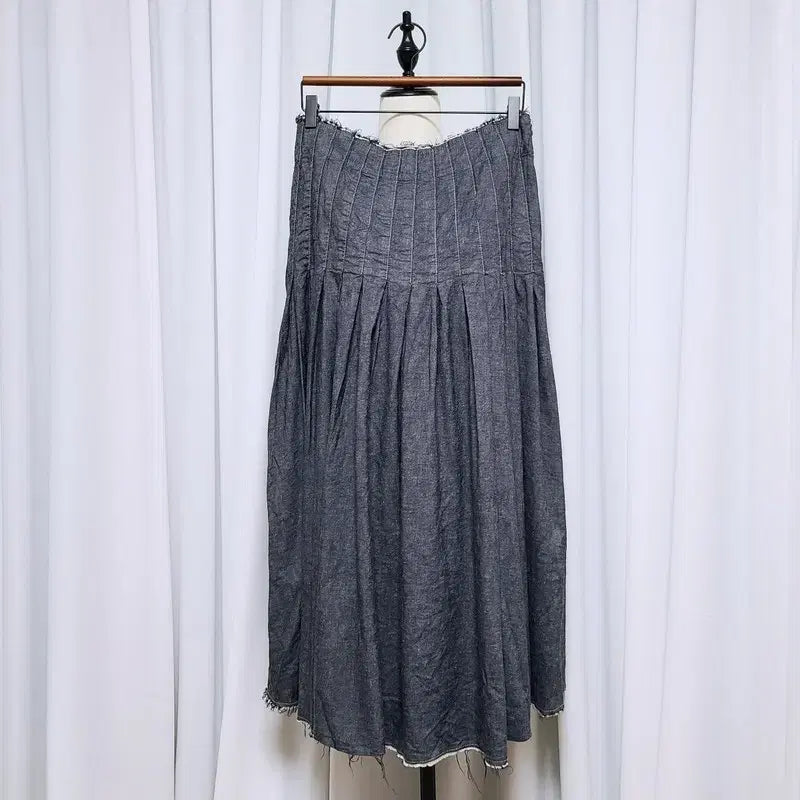 [BUNJANG] ZARA Pleated Denim Midi Skirt / ZARA 자라 플리츠 데님 미디 스커트